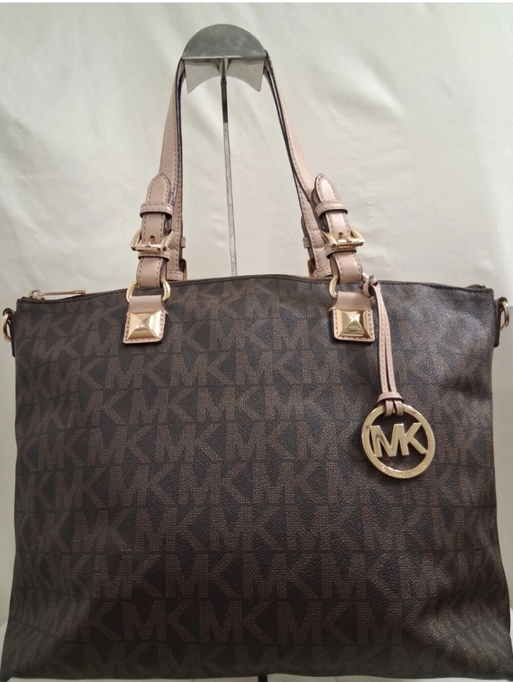 Michael Kors Jet Set Signature Brown/Dark Brown Handbag Missing Shoulder Strap